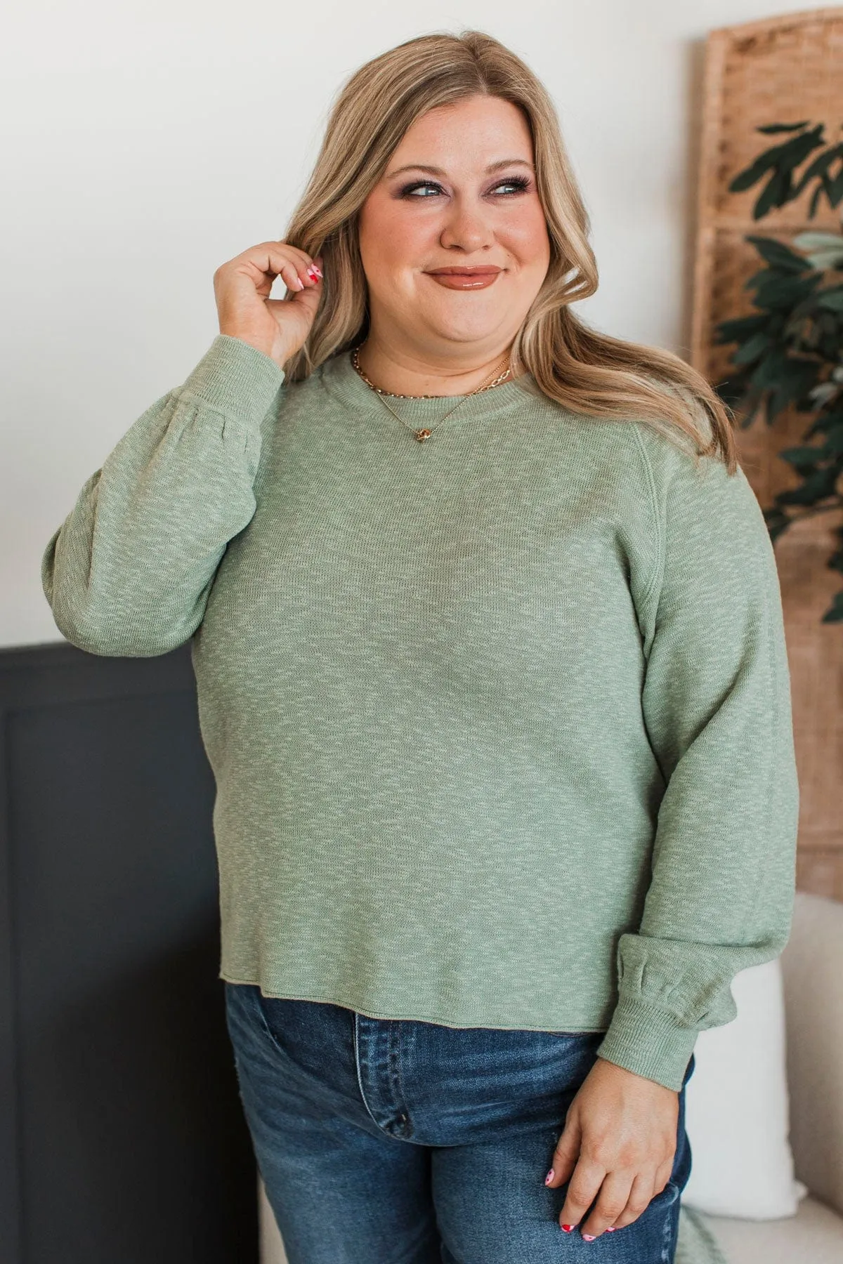 Choose Yourself Knit Sweater- Sage