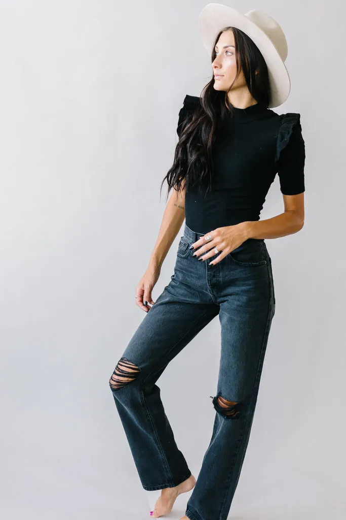 Cobain High Rise Boyfriend Jeans by KanCan in Black