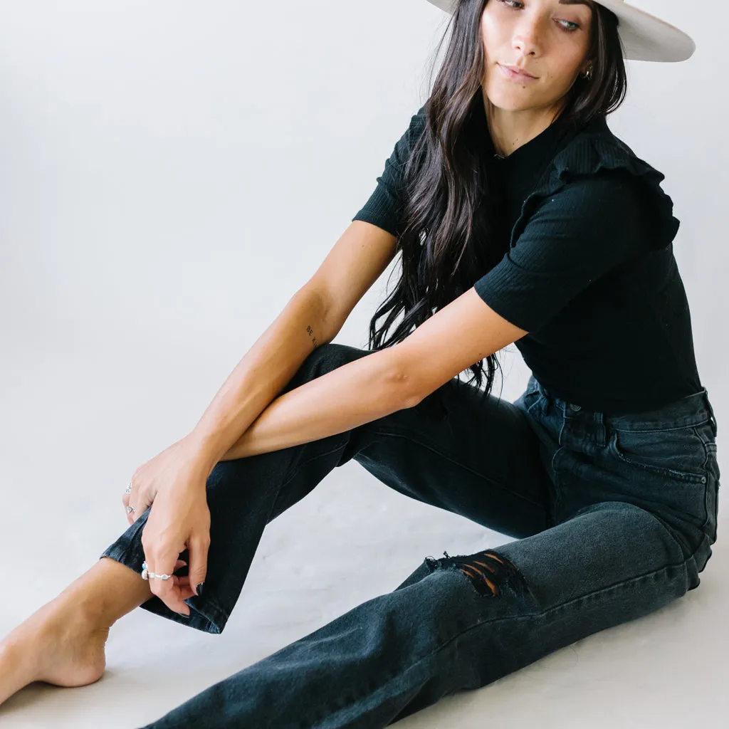 Cobain High Rise Boyfriend Jeans by KanCan in Black