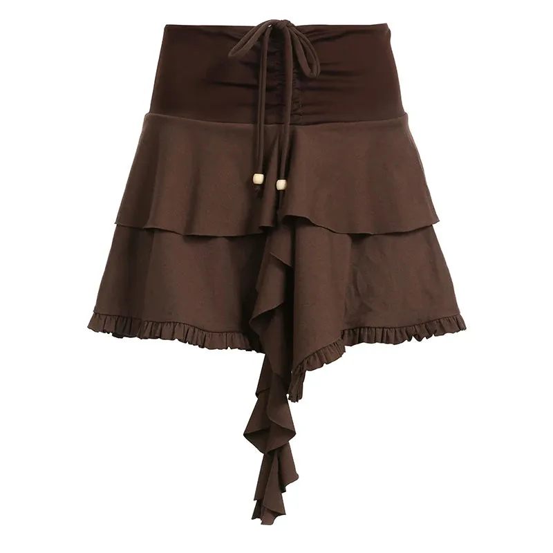 Cocoa Ruffle Wrap Skirt 🤎