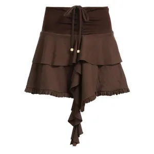 Cocoa Ruffle Wrap Skirt 🤎