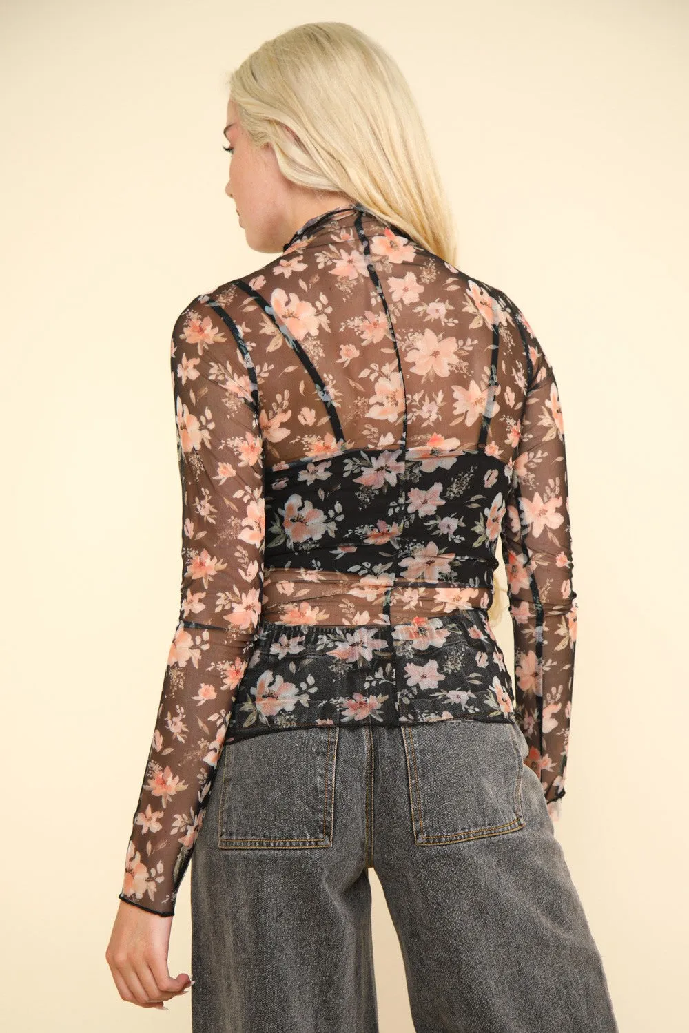 Collins- High Neck Sheer Mesh Top
