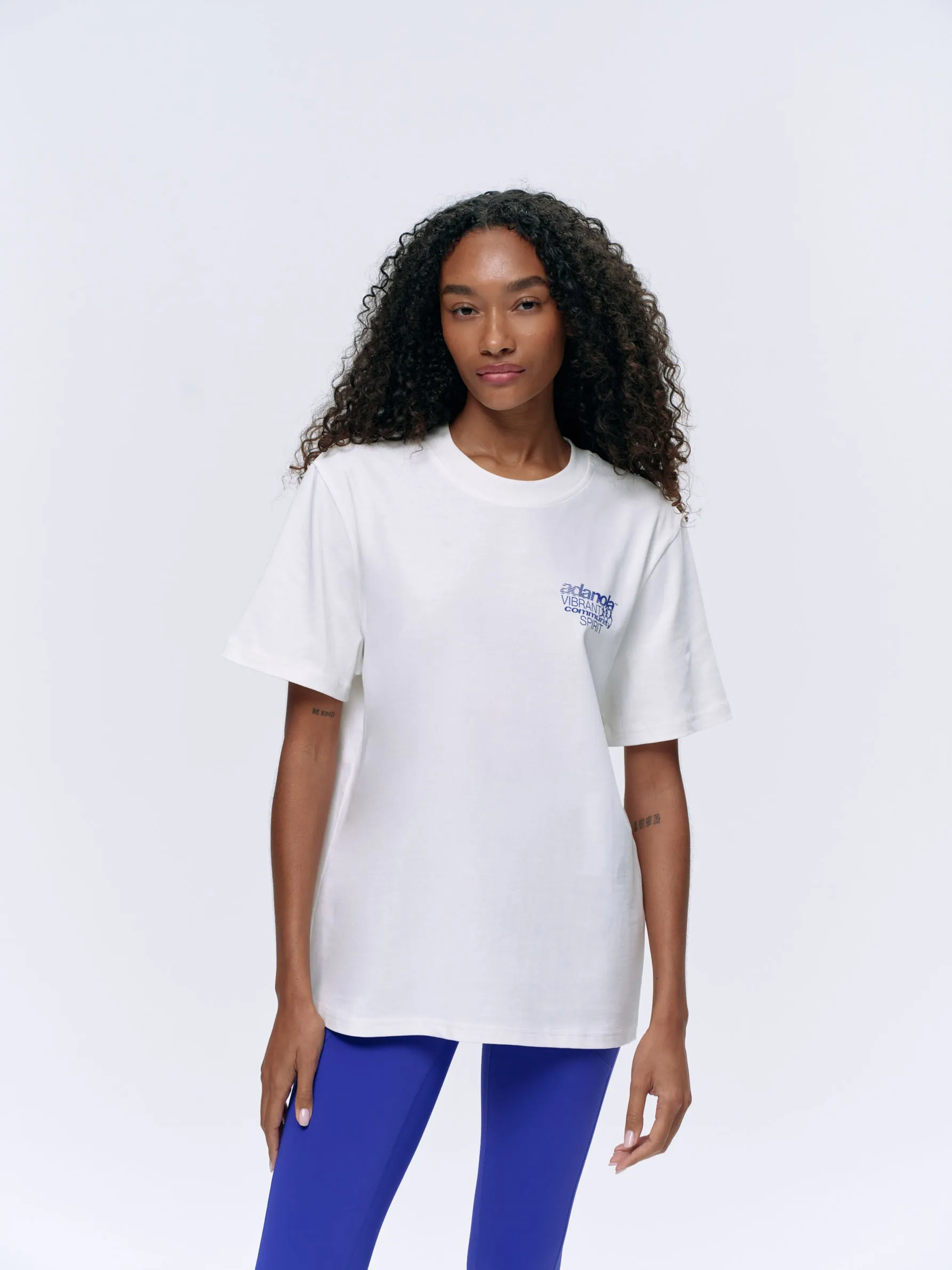 Community Spirit Short Sleeve Oversized T-shirt - White/Cobalt Blue