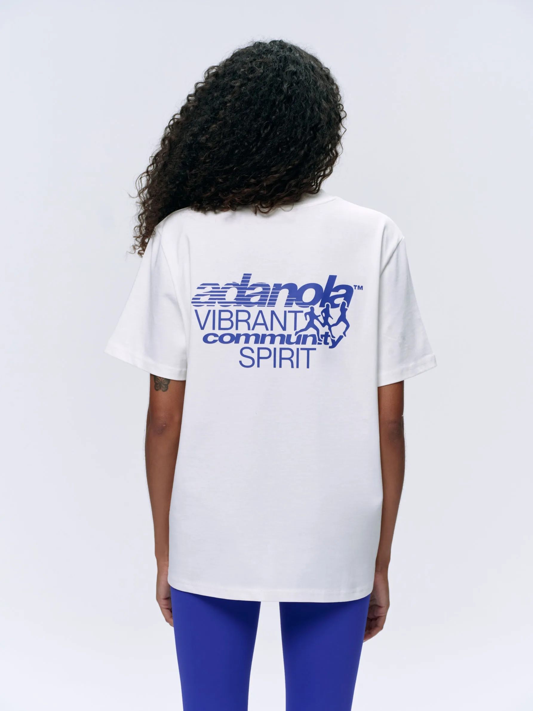 Community Spirit Short Sleeve Oversized T-shirt - White/Cobalt Blue