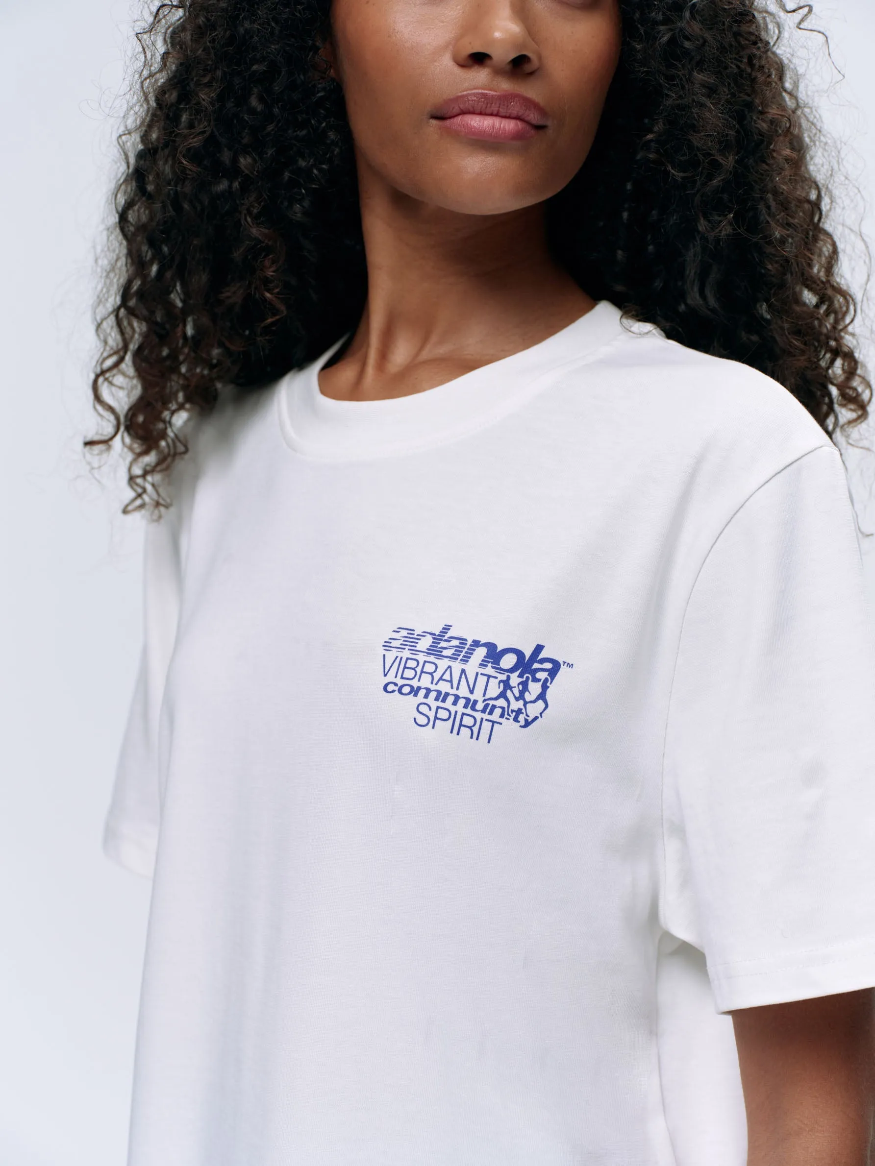Community Spirit Short Sleeve Oversized T-shirt - White/Cobalt Blue