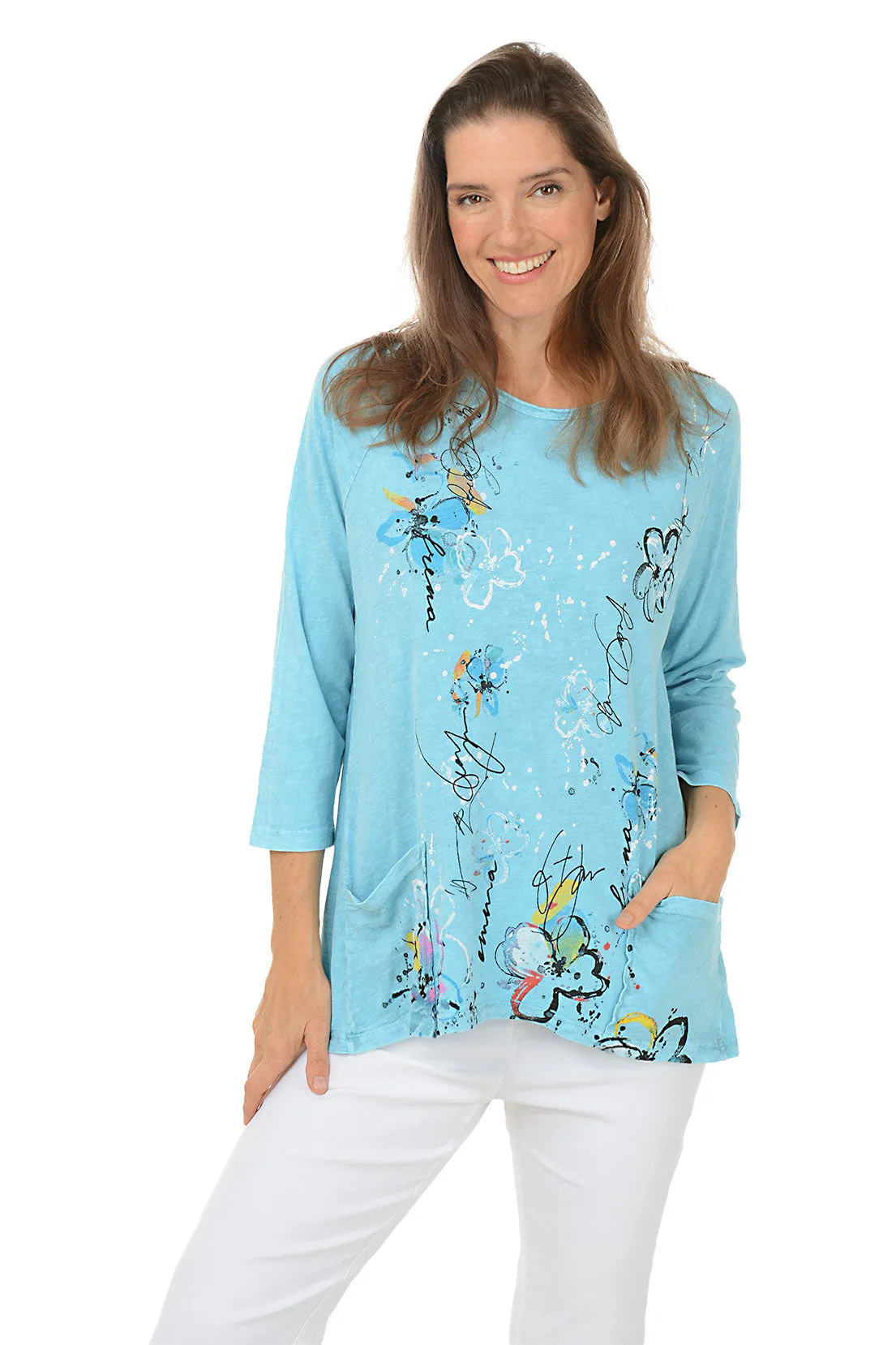 Confetti Mineral Wash Double Pocket Knit Top