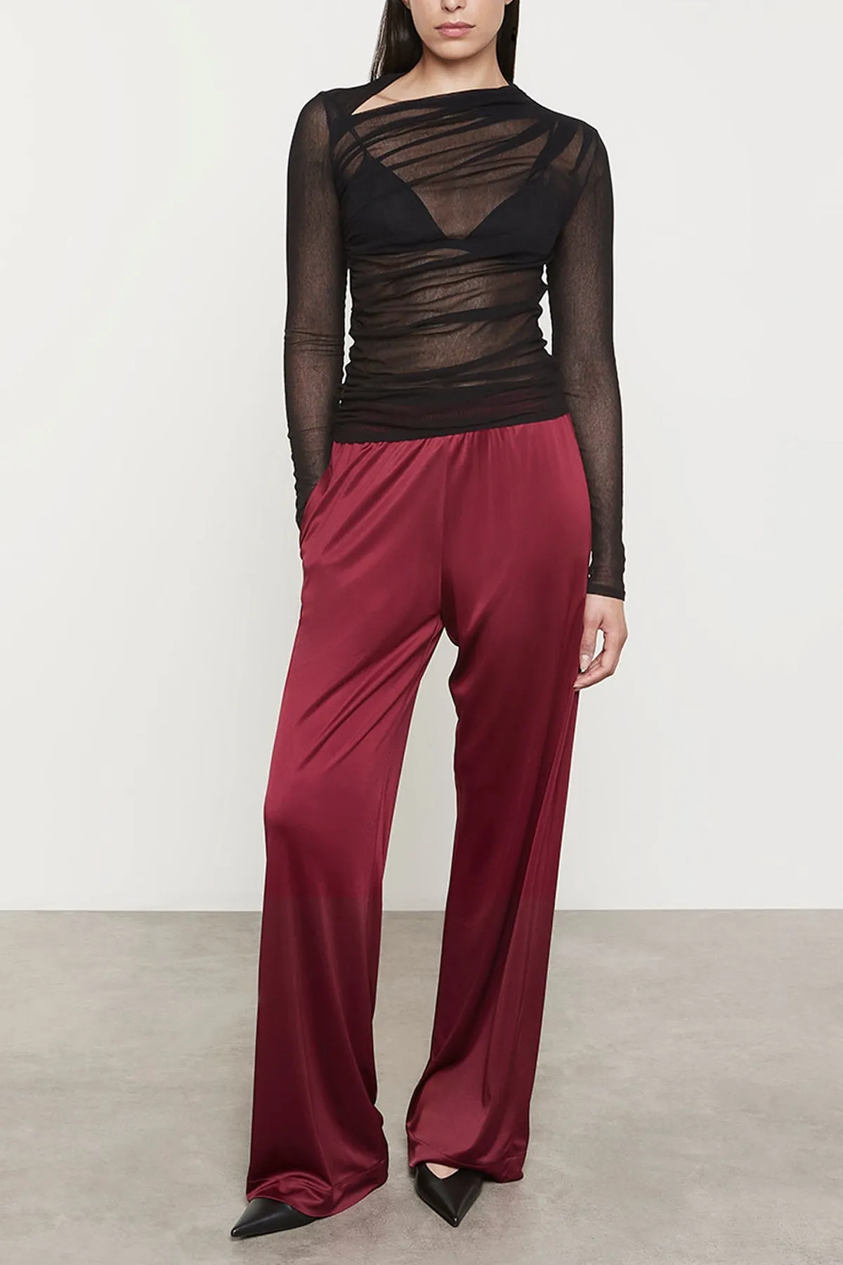 Cotton Mesh Slash Top in Black