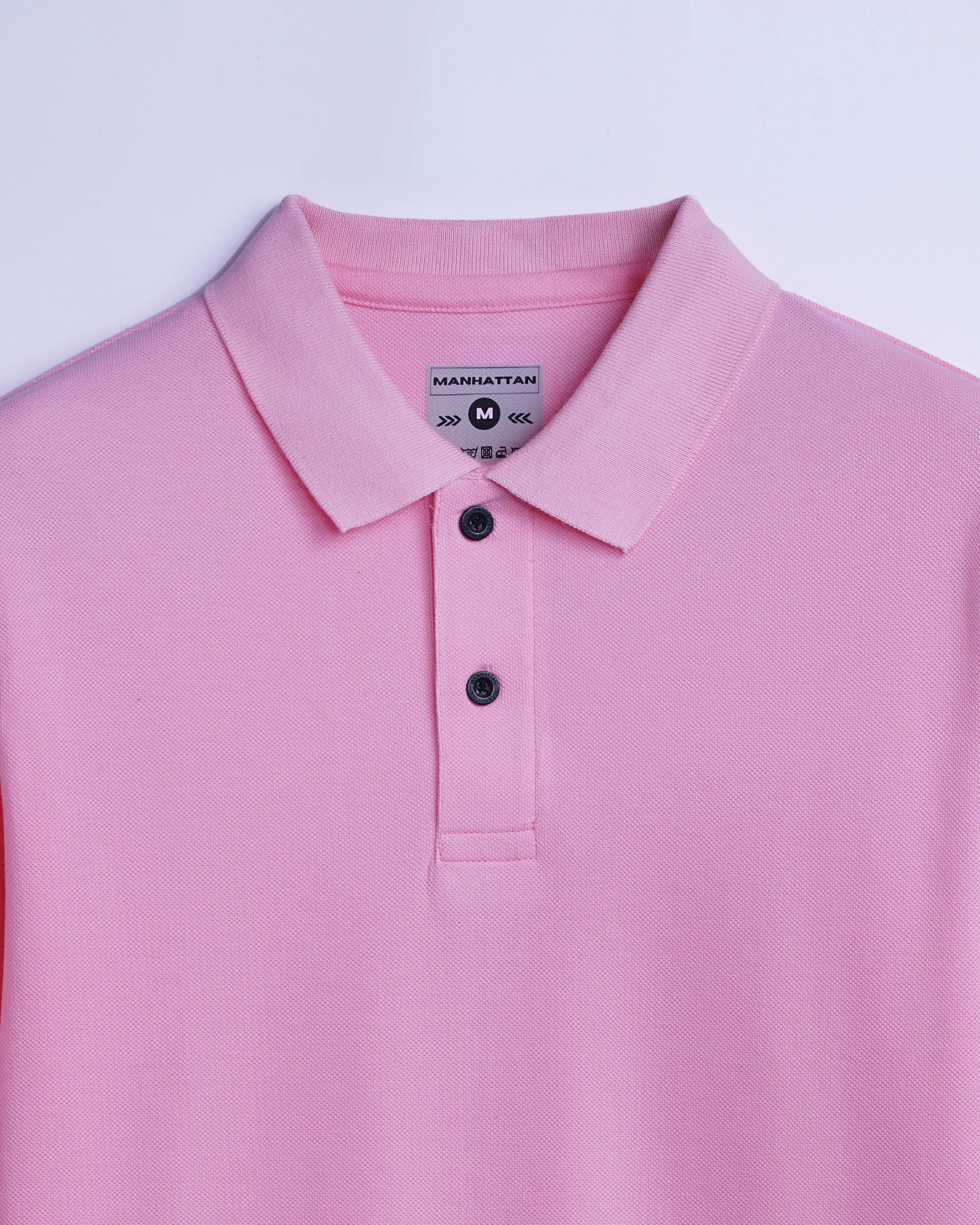 Cotton Polo Full Sleeve Unisex Light Pink Without Pocket