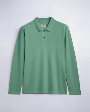 Cotton Polo Full Sleeve Unisex Olive Green Without Pocket