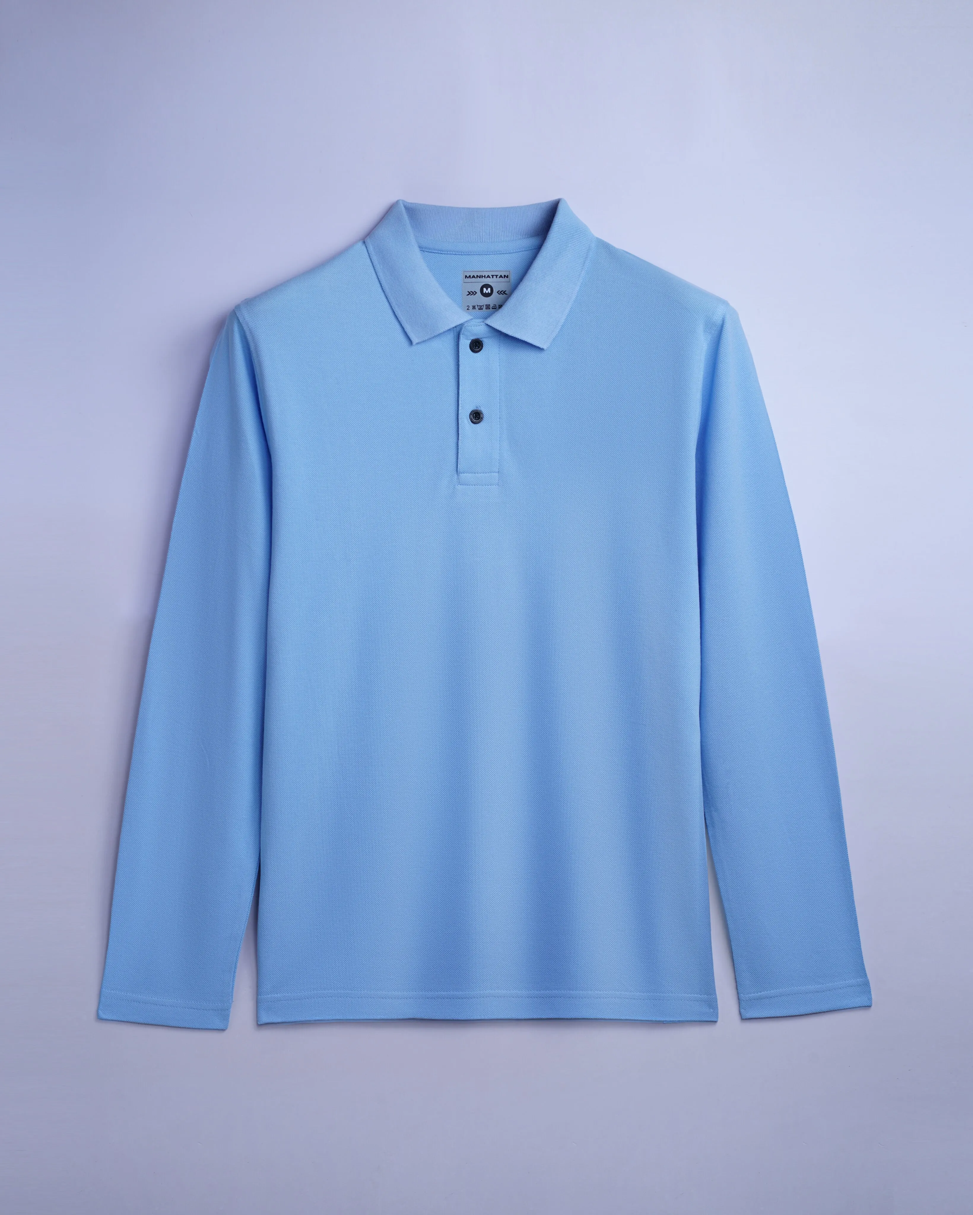Cotton Polo Full Sleeve Unisex Sky Blue Without Pocket