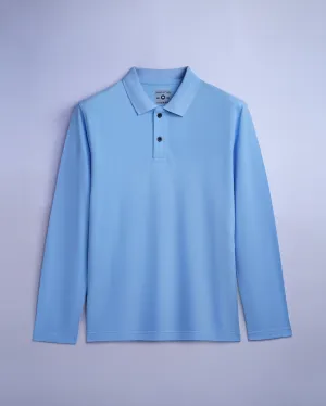 Cotton Polo Full Sleeve Unisex Sky Blue Without Pocket