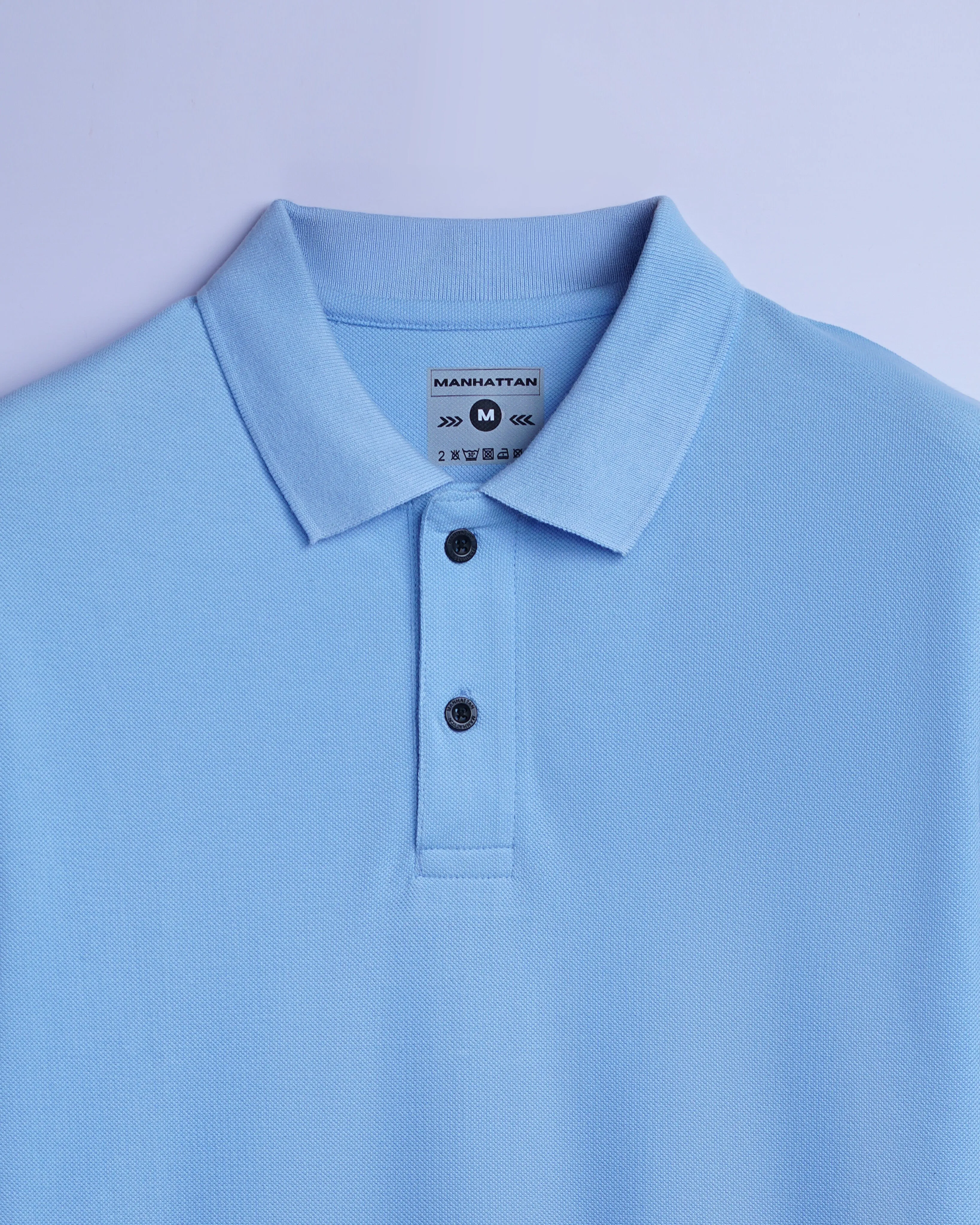 Cotton Polo Full Sleeve Unisex Sky Blue Without Pocket
