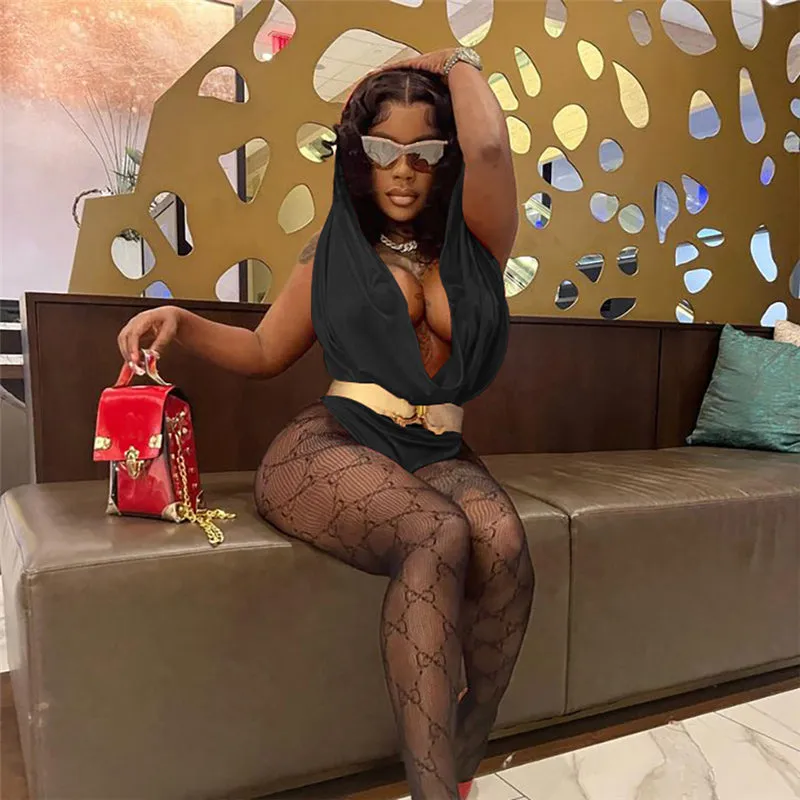 Cowl Hoodie Tops Mesh Leggings Jumpsuits