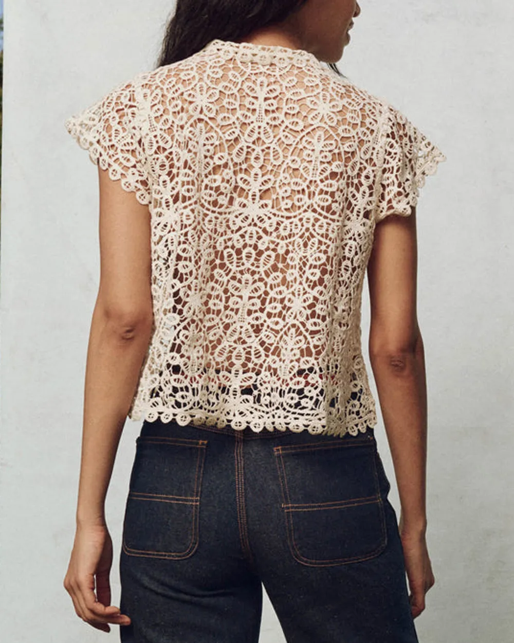Cream Lattice Top