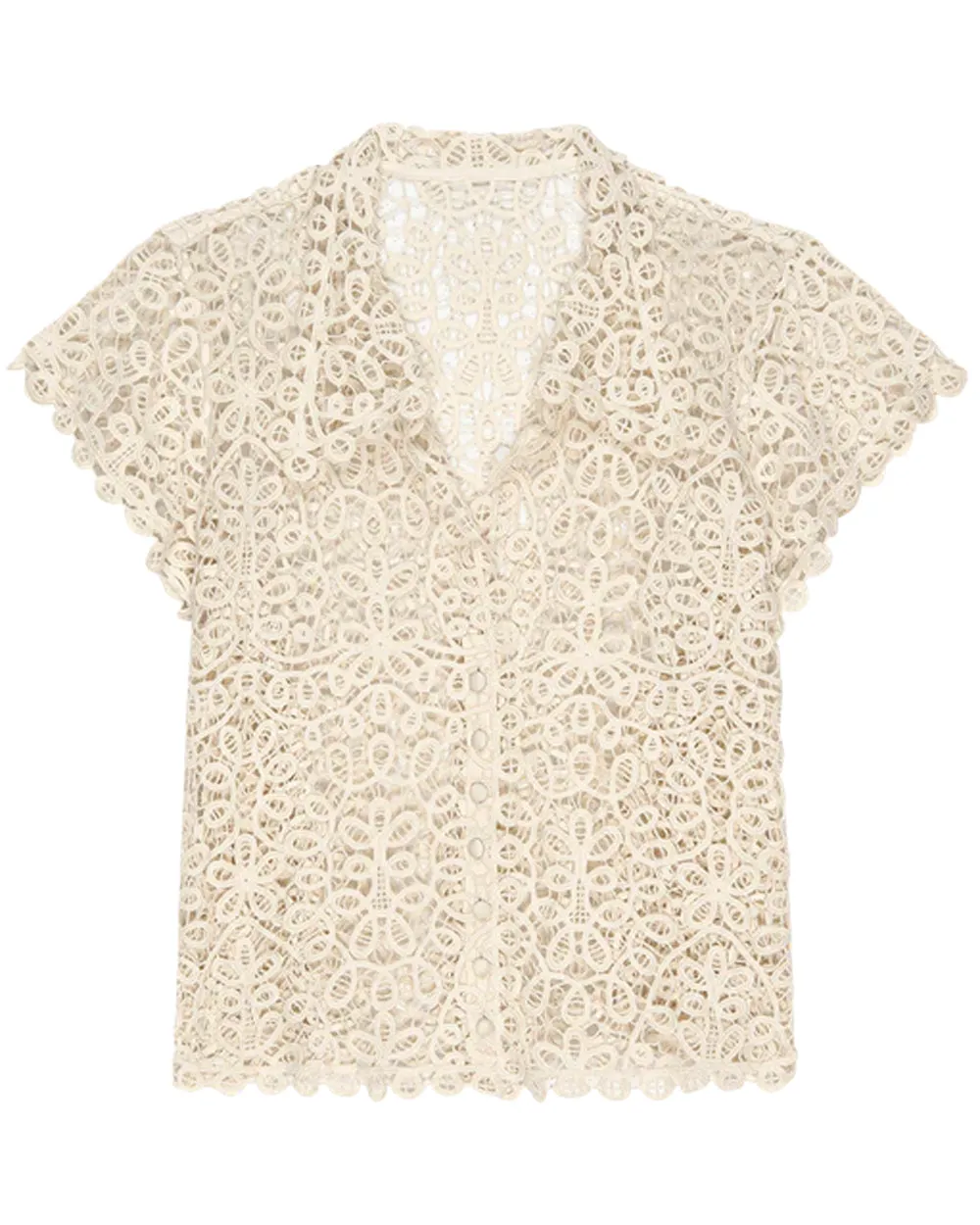Cream Lattice Top