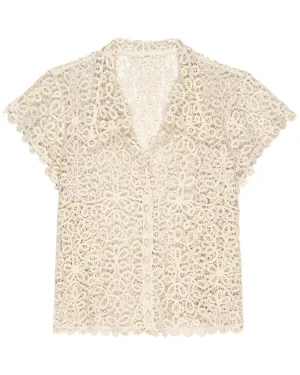 Cream Lattice Top