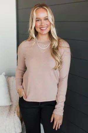 Creating Ambition Brushed Knit Top- Dusty Blush