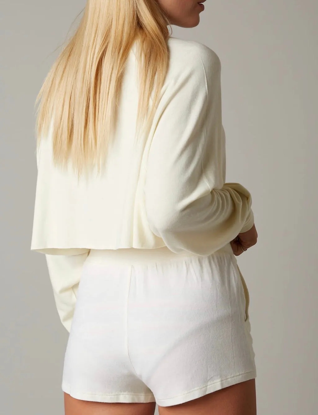 Crew Neck Raglan Sleeve Raw Hem Crop Top