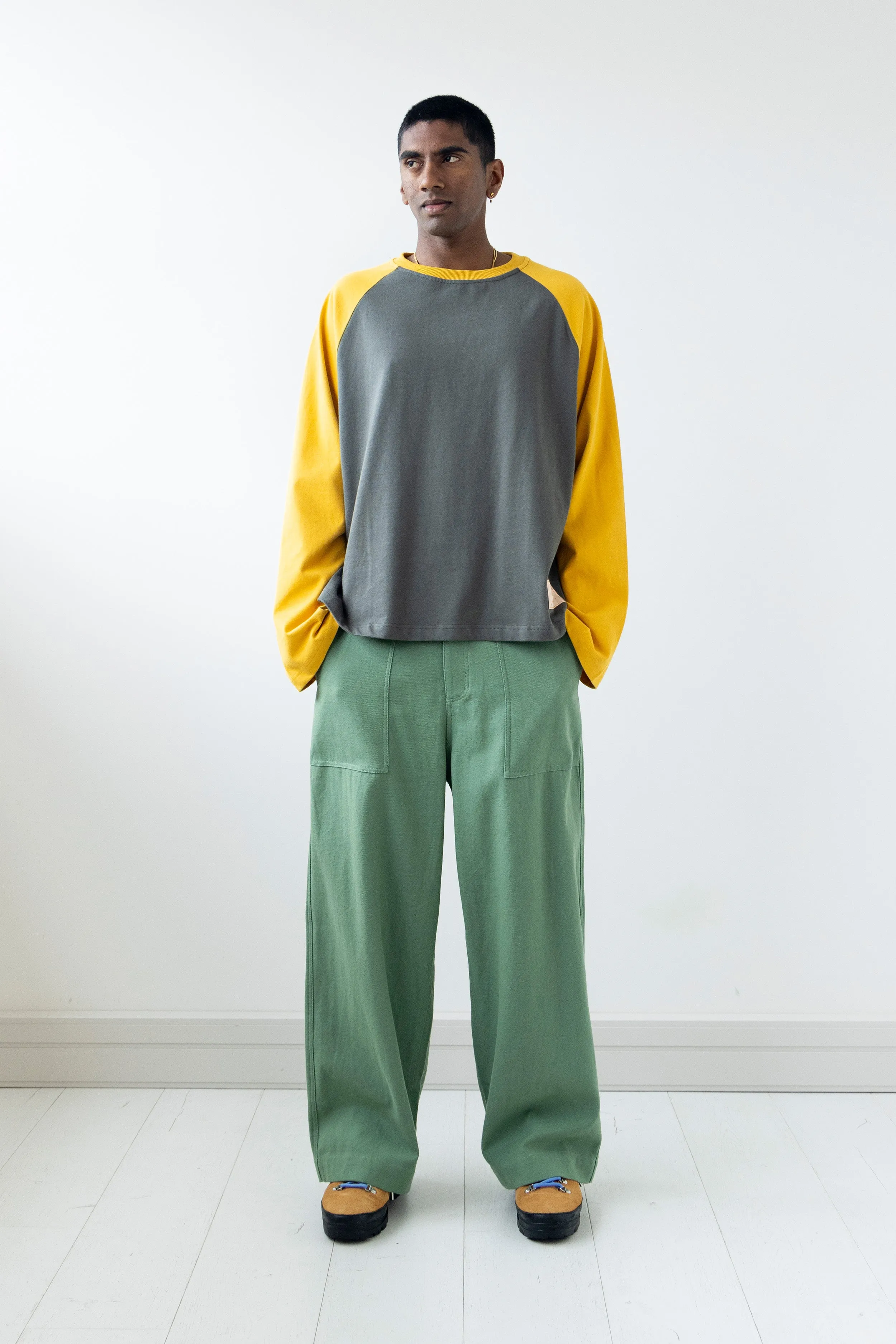 Crew Raglan Jersey Charcoal/Mustard