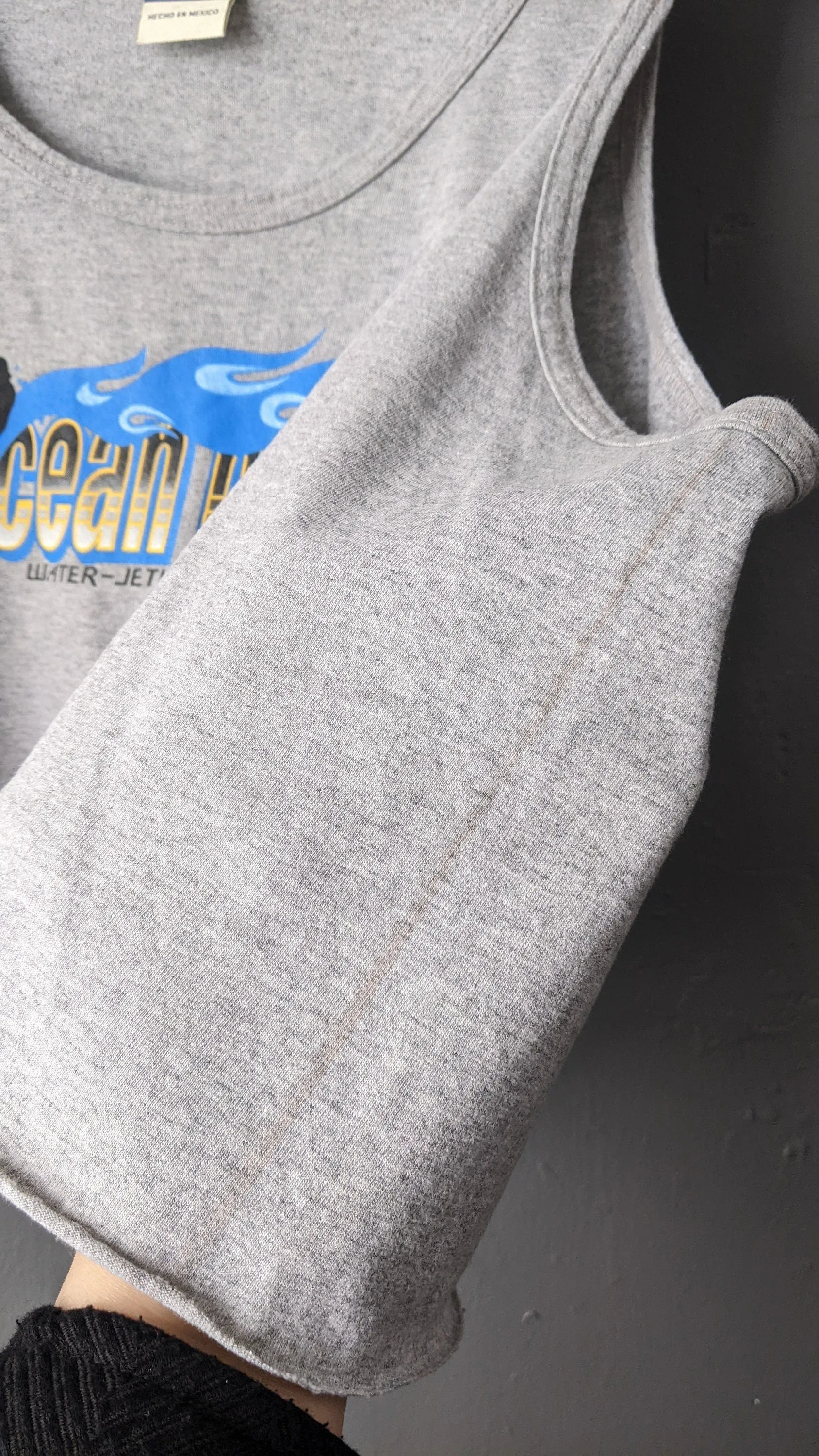 Cropped Muscle Tee by Ocean Pacific, Unisex Jet Ski Slouchy Tshirt,  L XL Plus Size