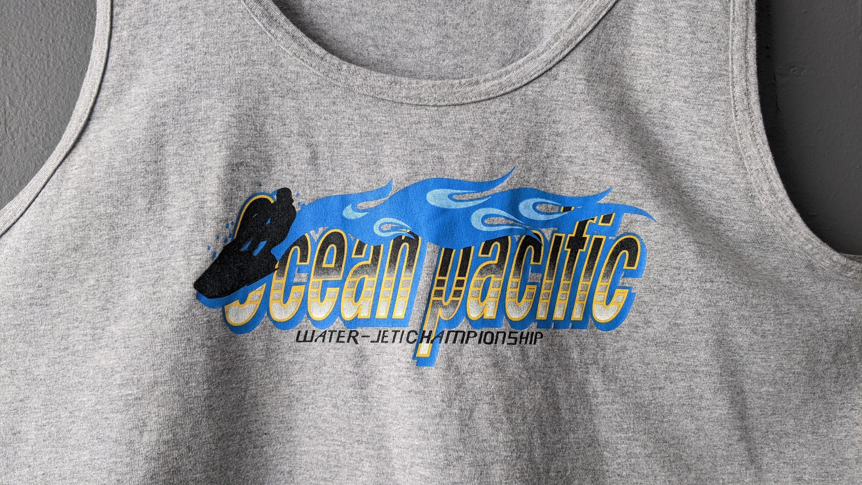 Cropped Muscle Tee by Ocean Pacific, Unisex Jet Ski Slouchy Tshirt,  L XL Plus Size
