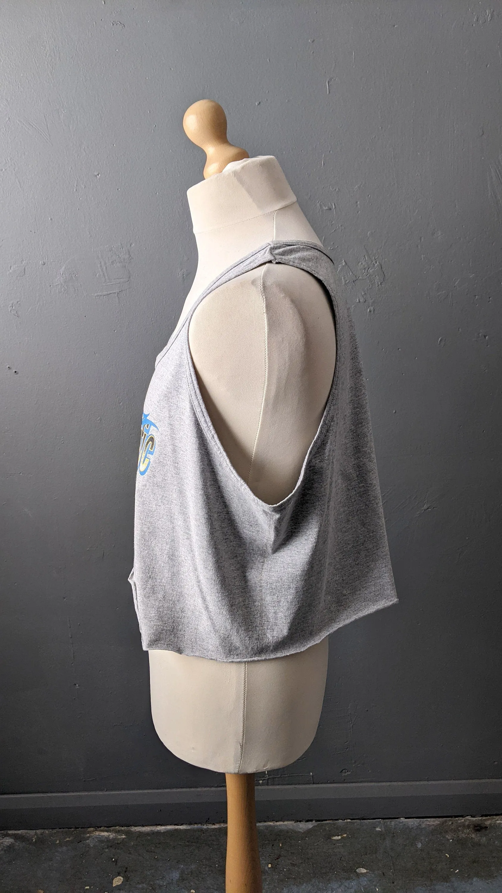 Cropped Muscle Tee by Ocean Pacific, Unisex Jet Ski Slouchy Tshirt,  L XL Plus Size
