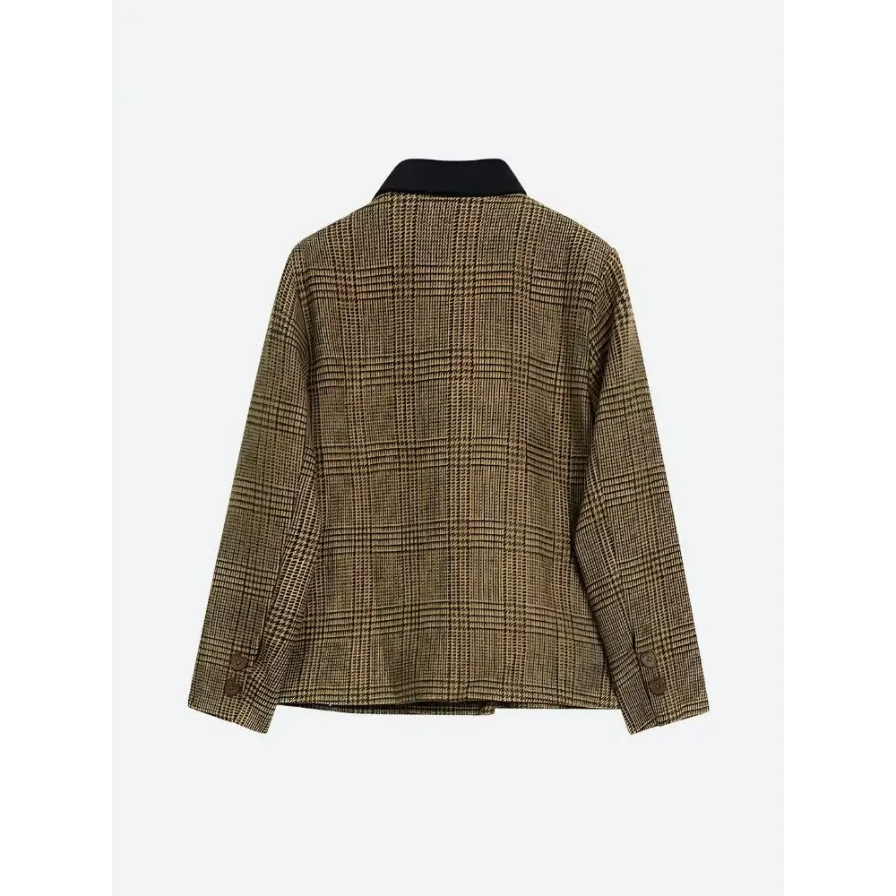 Dark Academia Plaid Two Piece Set with Jacket and Pleated Mini Skirt