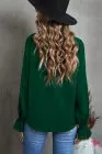 Dark Green Blouse with Ruffle Cuff