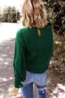 Dark Green Blouse with Ruffle Cuff