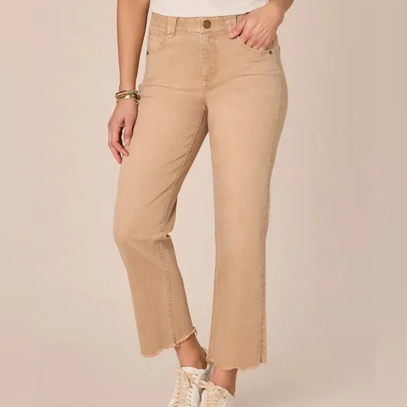 Democracy Ab Solution High Rise Boyfriend Fray Hem Straight Leg Crop Jeans Sz 8