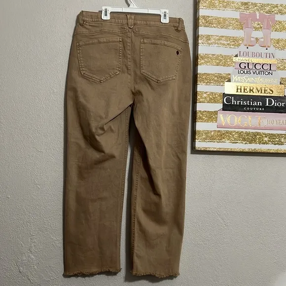 Democracy Ab Solution High Rise Boyfriend Fray Hem Straight Leg Crop Jeans Sz 8