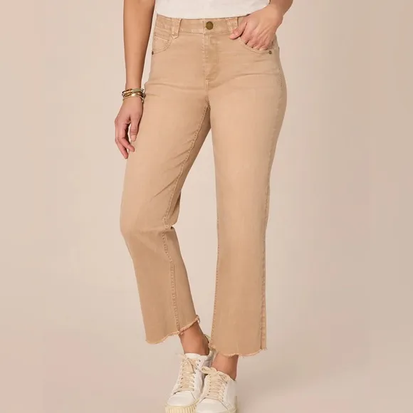 Democracy Ab Solution High Rise Boyfriend Fray Hem Straight Leg Crop Jeans Sz 8