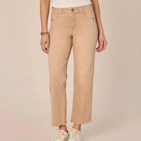 Democracy Ab Solution High Rise Boyfriend Fray Hem Straight Leg Crop Jeans Sz 8