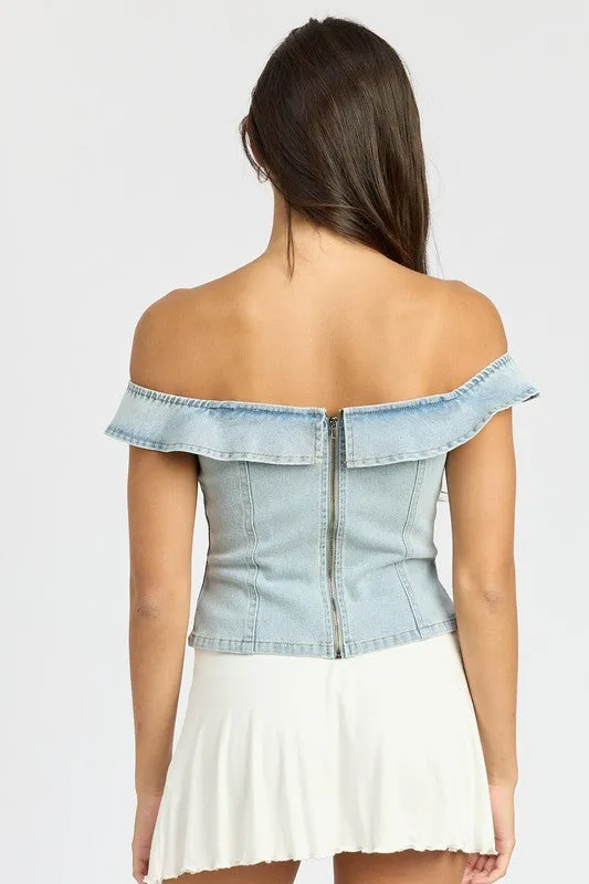 DENIM DREAM OFF SHOULDER TOP