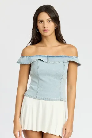DENIM DREAM OFF SHOULDER TOP