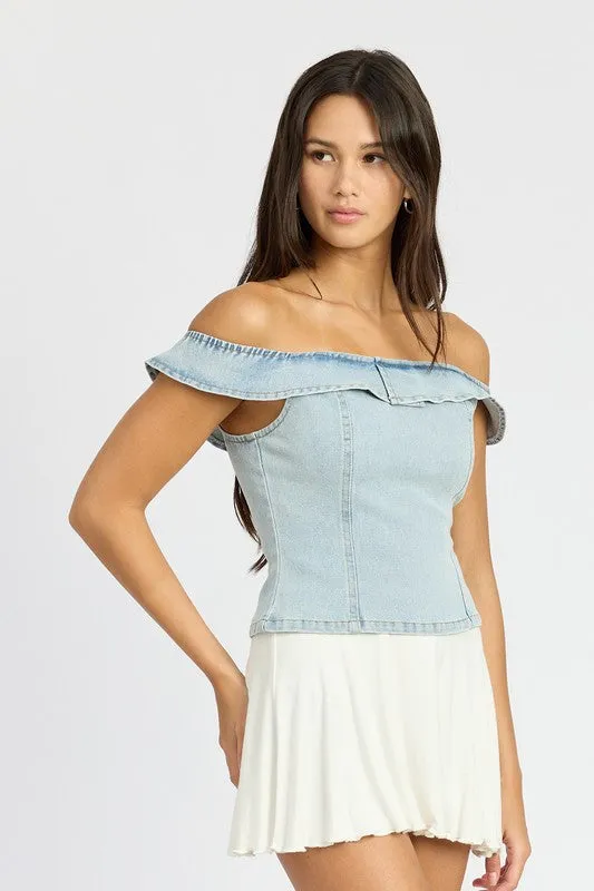 DENIM DREAM OFF SHOULDER TOP