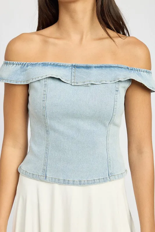 DENIM DREAM OFF SHOULDER TOP
