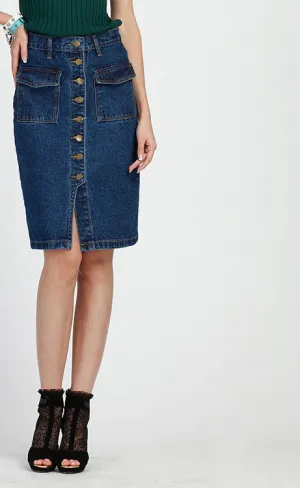 Denim Skirt Female Button Pencil Women Long Skirts Jeans Long Skirt