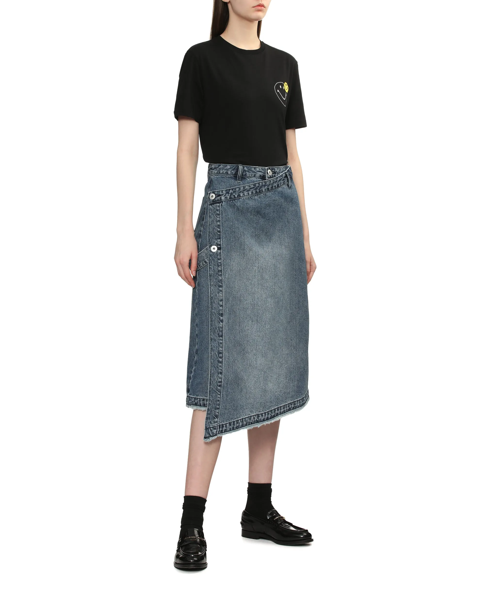 Denim wrap skirt