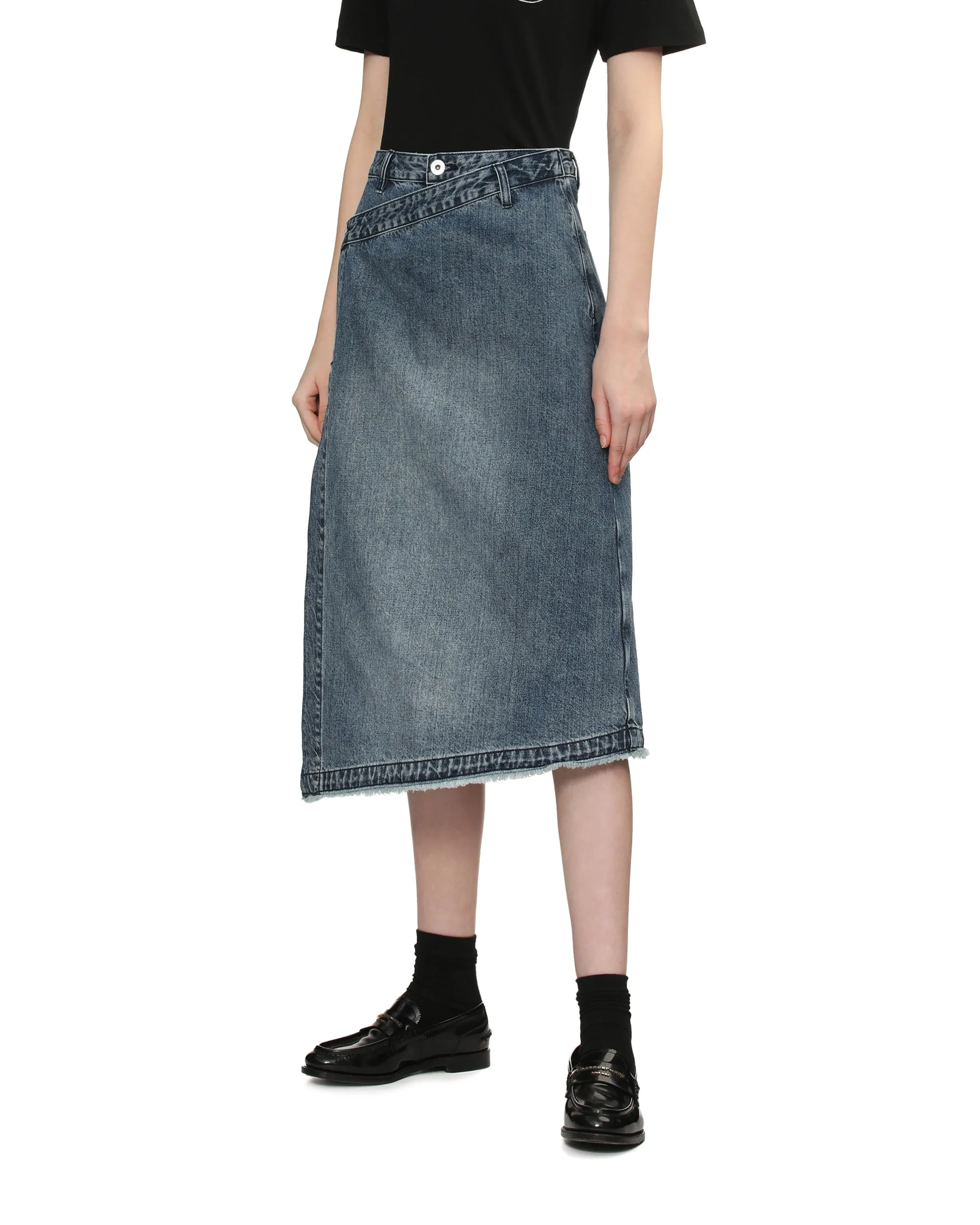 Denim wrap skirt