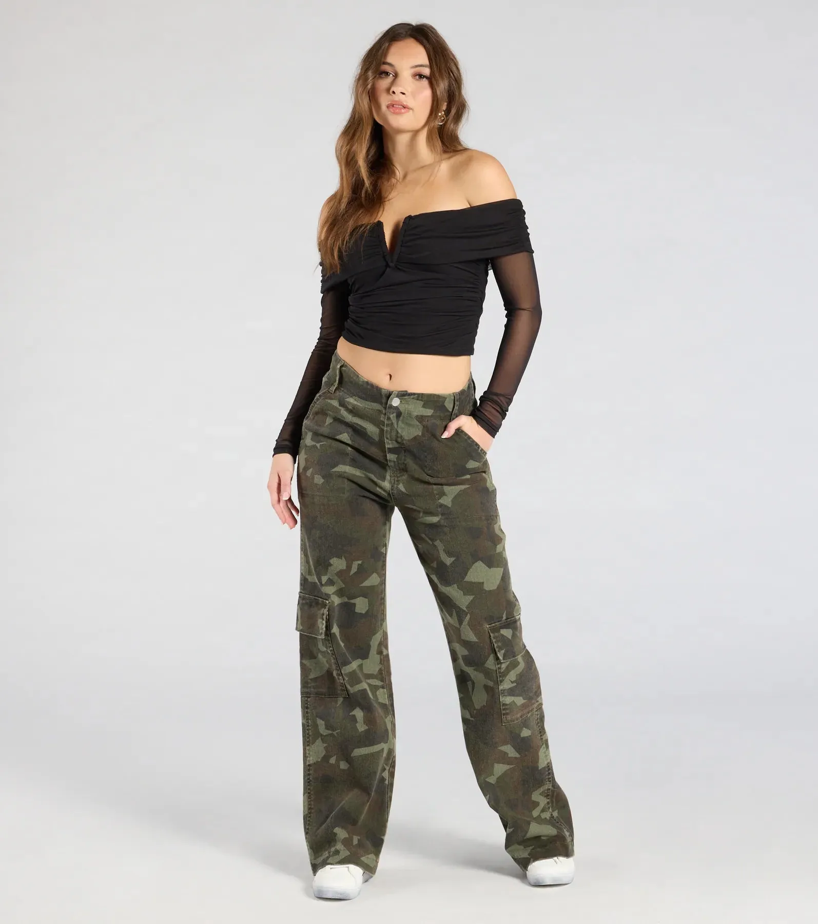 Desirable Sensation Off-The-Shoulder Mesh Crop Top