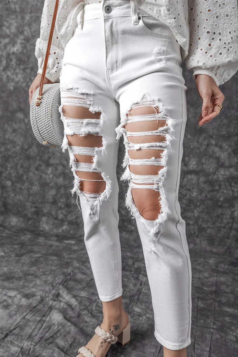 Distressed High Waisted Boyfriend Jeans