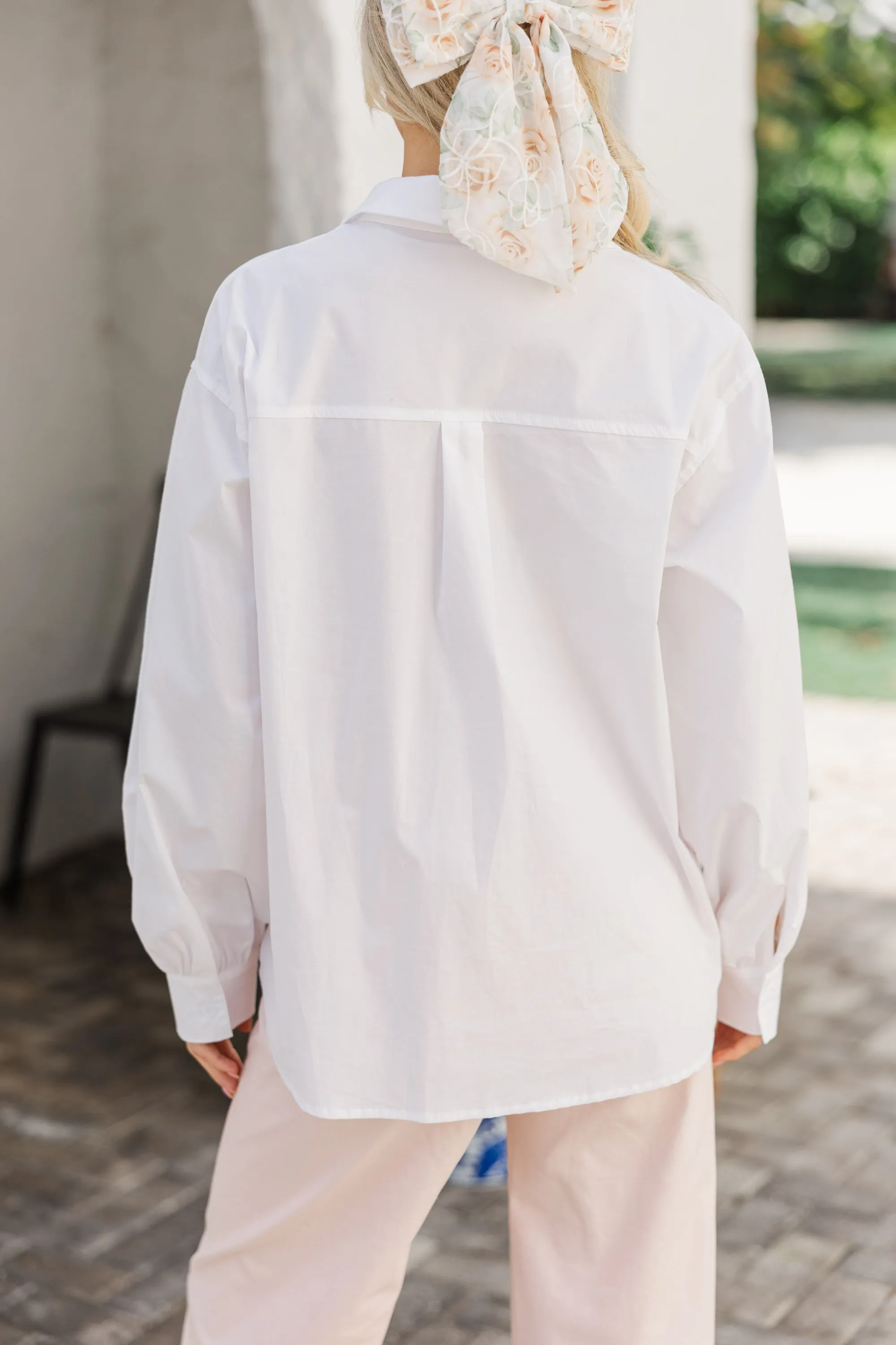 Dive In White Bow Detail Collared Shirt