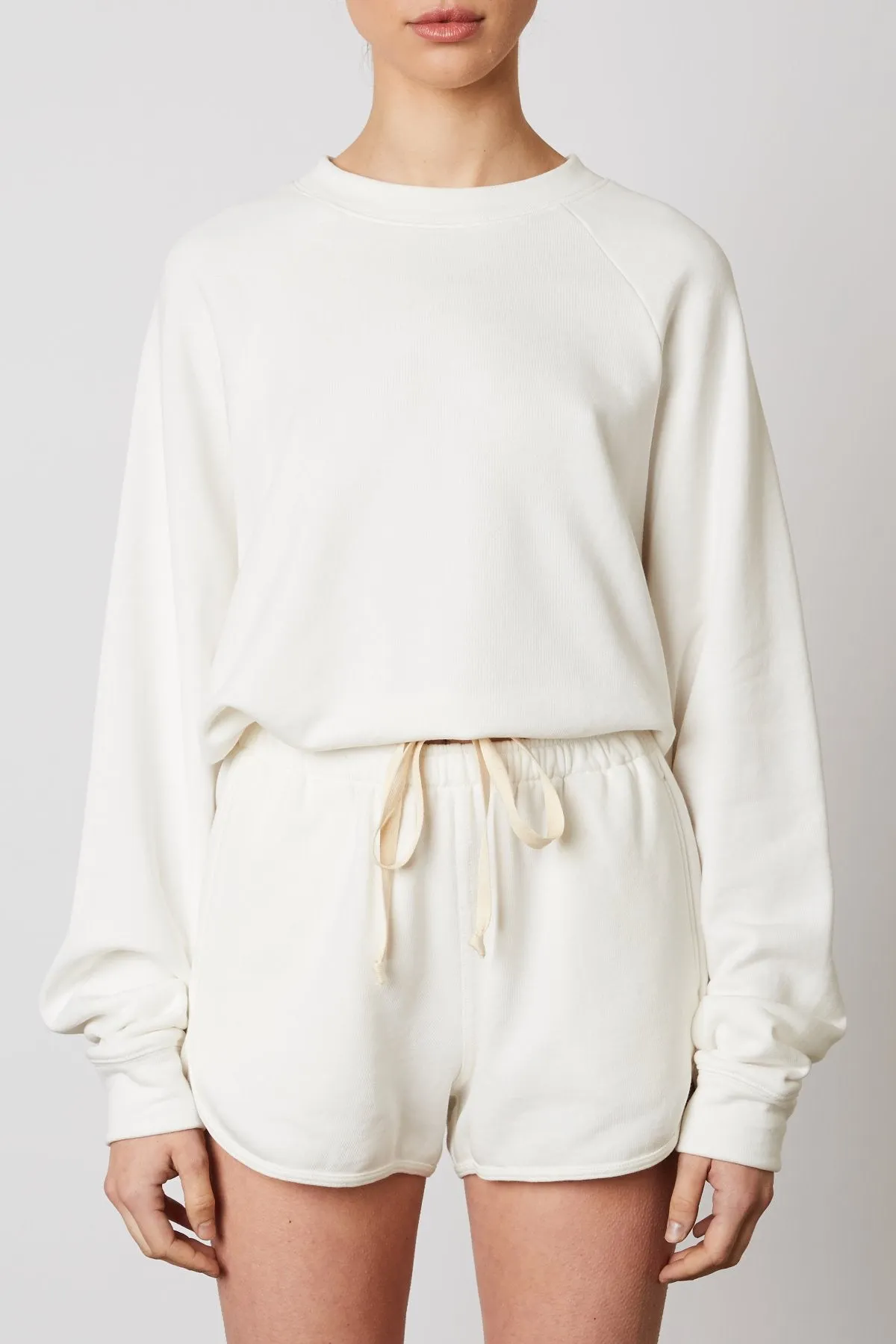 Drawstring French Terry Pullover Cropped Sweatshirt