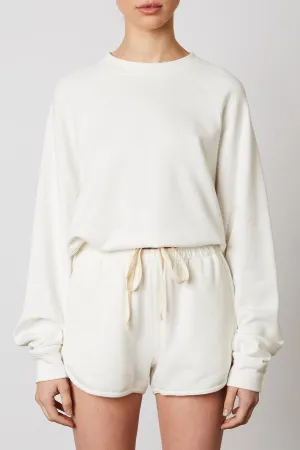 Drawstring French Terry Pullover Cropped Sweatshirt