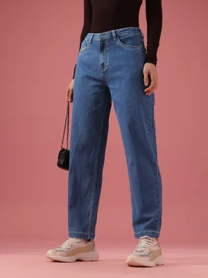 DressBerry Women Mom Fit High-Rise Light Fade Stretchable Jeans