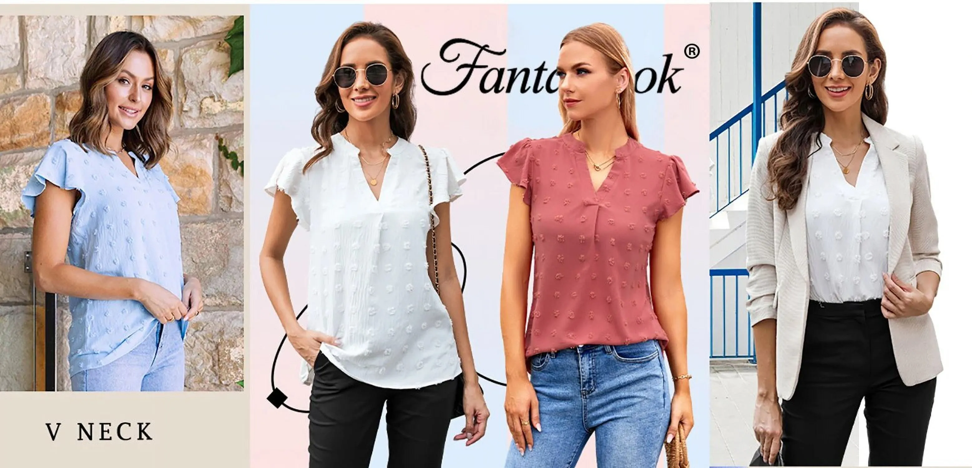 Dressy V Neck Ruffle Sleeve Top