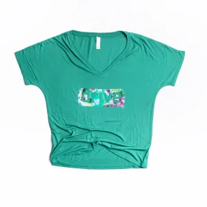 Drive Floral Bella   Canvas - Women’s Slouchy Short Sleeve V-Neck Tee