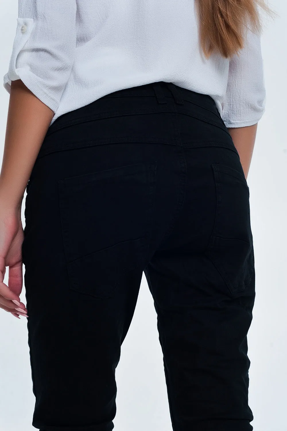 Drop crotch skinny jean in black