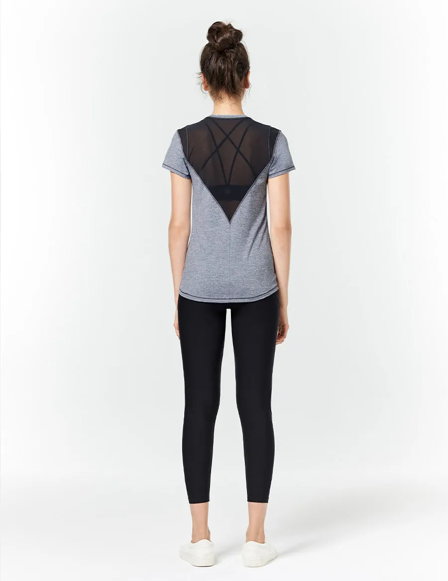 easyoga LA-VEDA Heptagon Short Sleeve - M01 M-Black white